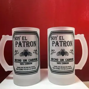 Frosted Glass 16oz "El Patron" Cool Design Drinkware for Enjoying Your Beverage
