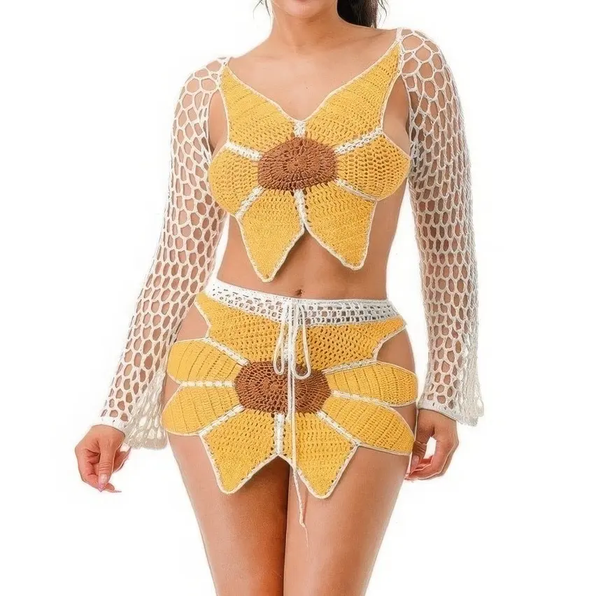 Crochet Skirt Set Sunflower