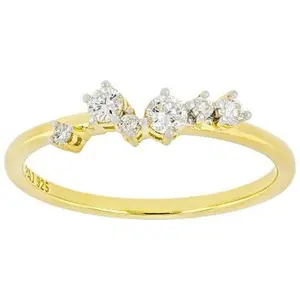 JTV Round White Lab-Grown Diamond G-H SI 18K Yellow Gold Over Sterling Silver Ring 0.20ctw