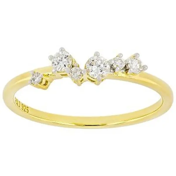 JTV Round White Lab-Grown Diamond G-H SI 18K Yellow Gold Over Sterling Silver Ring 0.20ctw