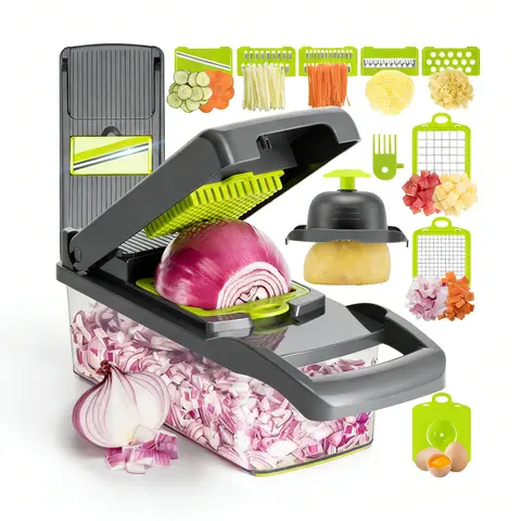UFORU Durable Reusable Vegetable Chopper-Dicer Kitchen Utensil, ABS Construction Cutter with Built-In Slicer & Removable Parts, Portable Meal Prep Tool for Chopping, Slice/Dice/Grate Tasks, Easy-to-Clean