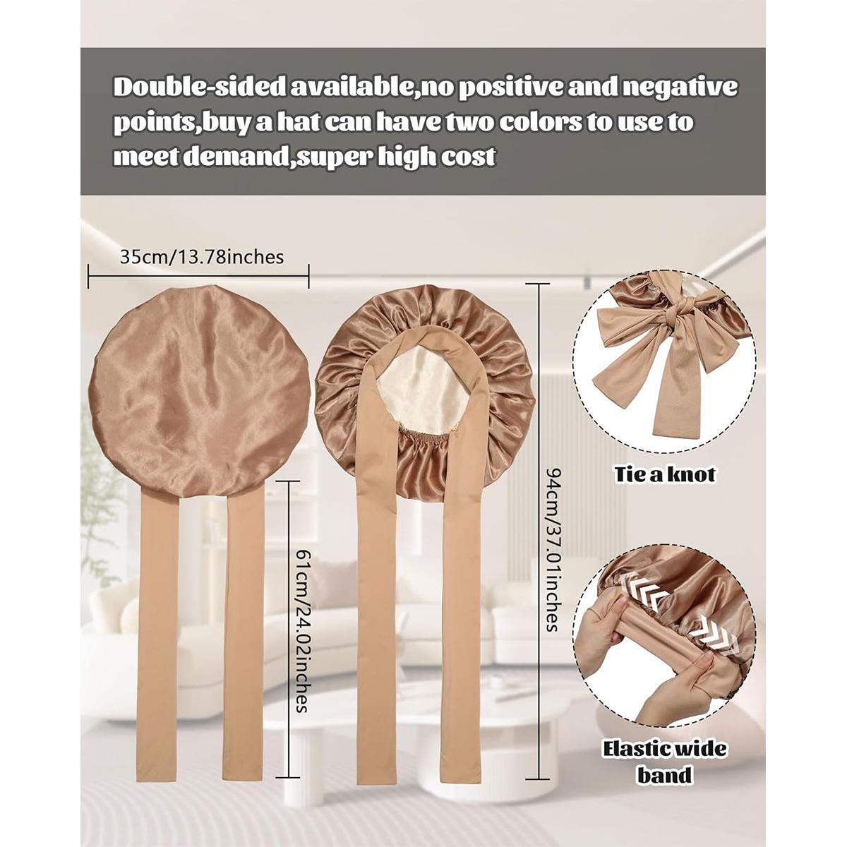 Satin Bonnet Bonnet for Sleeping Sleep Cap Double Layer Hair Bonnet with Elastic Tie Band for Curly Hair Night Cap