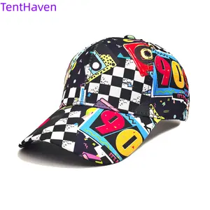 2026 Retro 90s Nostalgic Checkerboard Graffiti Printed Duck Tongue Hat - Unisex Sports Outdoor Sunscreen Sunshade Headwear, Hats for Women