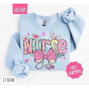 EasterNurseSweatshirt,HolidayRNCrewneck,TrendyEasterWomen'sSweater,GiftforNurse