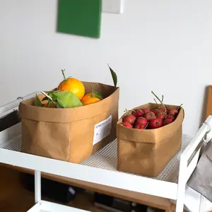 Japanese Kraft Paper Bag Washable Thickened Refrigerator Food Packaging Bag Ins Environmentally Friendly Egg Fruit Storage Bag
