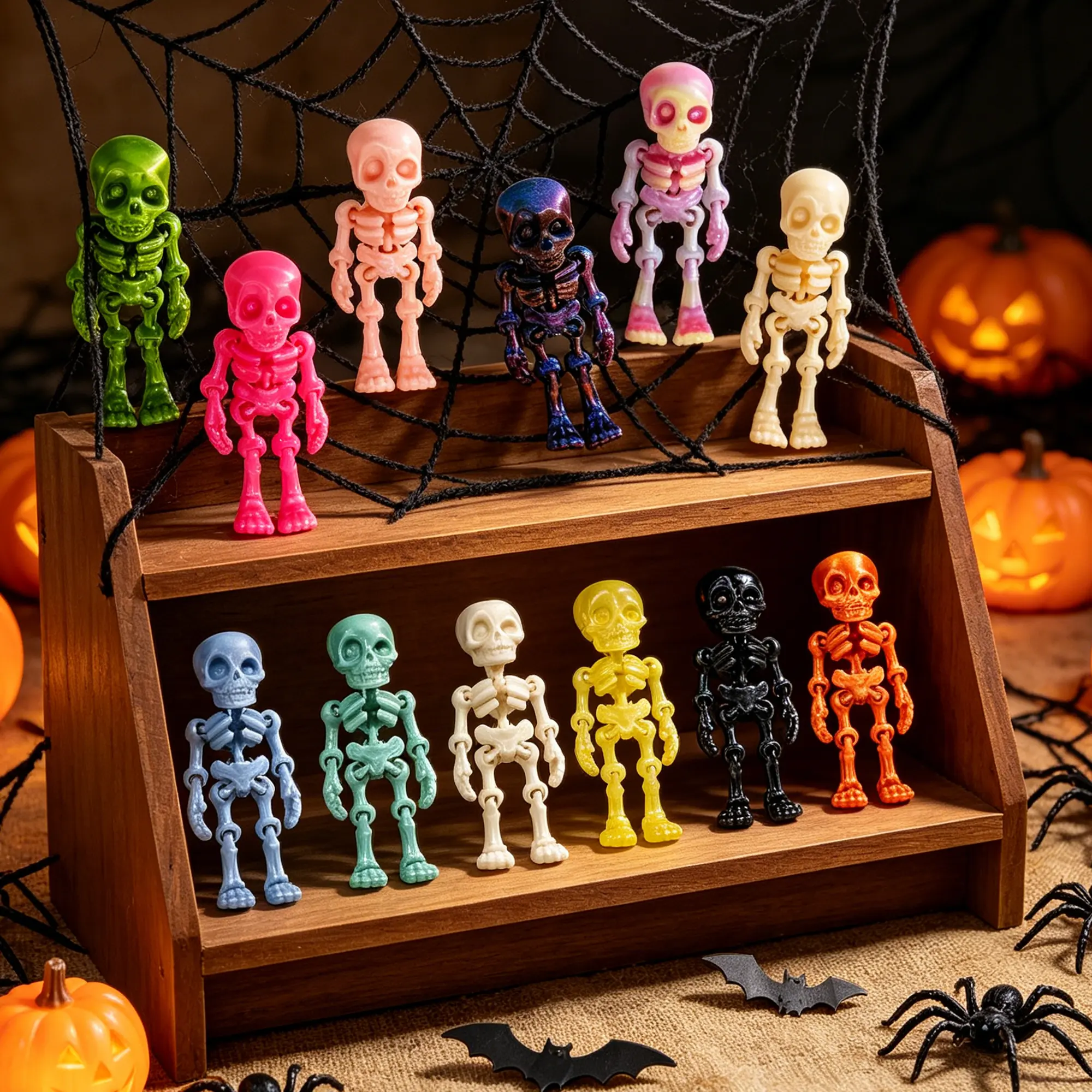 3D Printed skeleton Mini Statues (30 Random Colors) - 3D Printed Home Decor Items, 3D Printed Products for Fun Room Decoration, Animal Decorative Mini Statues, Statues, Suitable for Everyone as Stress Relief Holiday Gifts (Halloween, Christmas)