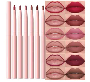 evpct 6Pcs Retractable Lip Liner Pencils Set Pack for Shaping & Sculpting Lips, Ruby Mauve Red Rose Nude Pink Plum Purple Taupe Brown Creamy Matte Gel Lip Liner Lipliners Pencil delineador de labios