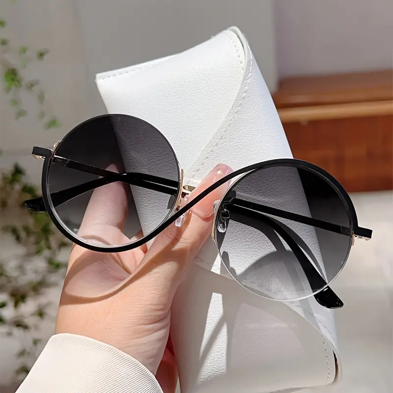 Women's Oversize Round Minimalist Metal Frame Decorative Eyeglasses, Blush Pink with Polycarbonate Lenses for Traveling