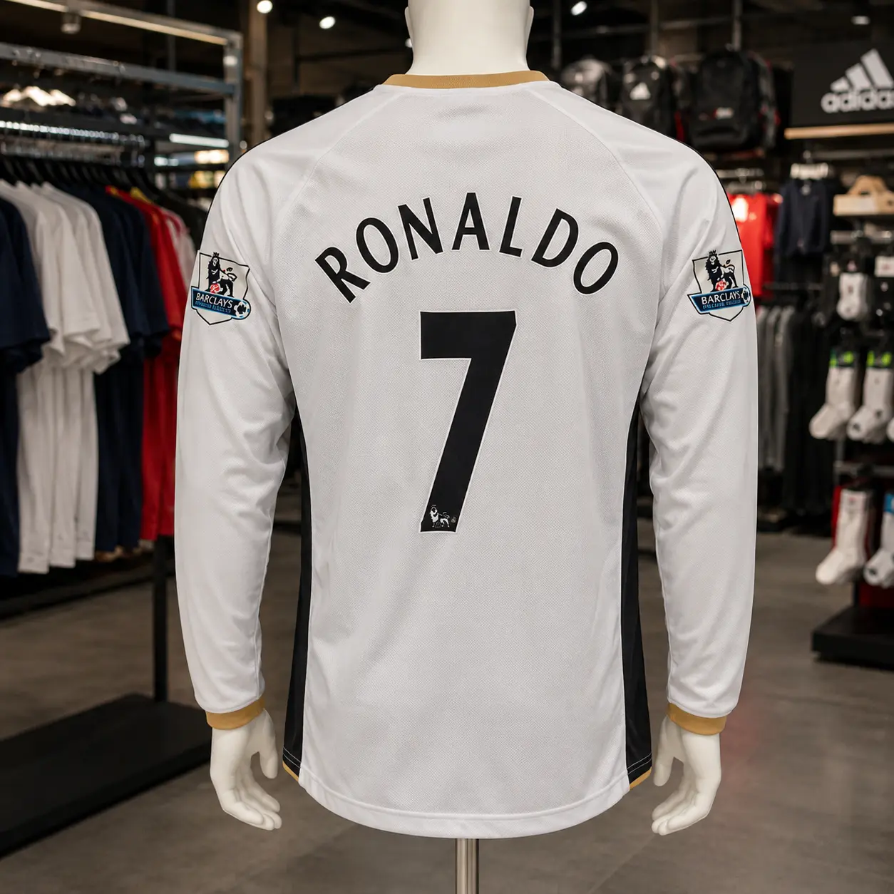 C.RONALDO # 7 - 2006/07 retro Long sleeve White - delivery  7-15 days.