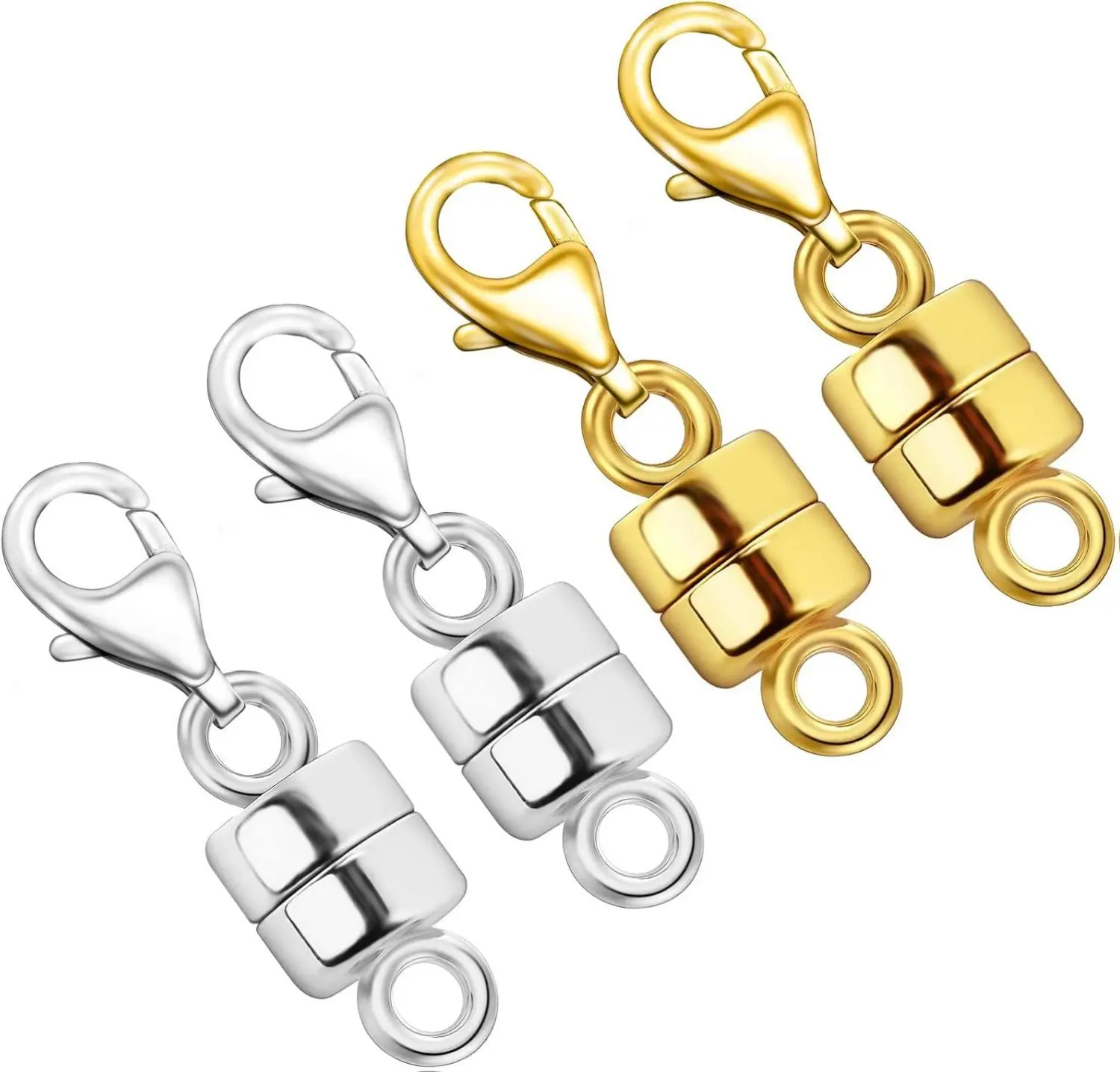 Allergy-Free Magnetic Jewelry Clasps for DIY Beading & Jewelry Making - 4 Pcs, 6mm, Gold & Silver-Plated Best Converters/Bracelet Extenders, Sturdy, Easy-to-Use Effortless Locking for Women, No Warning Applicable, 4 Magnet Clasps