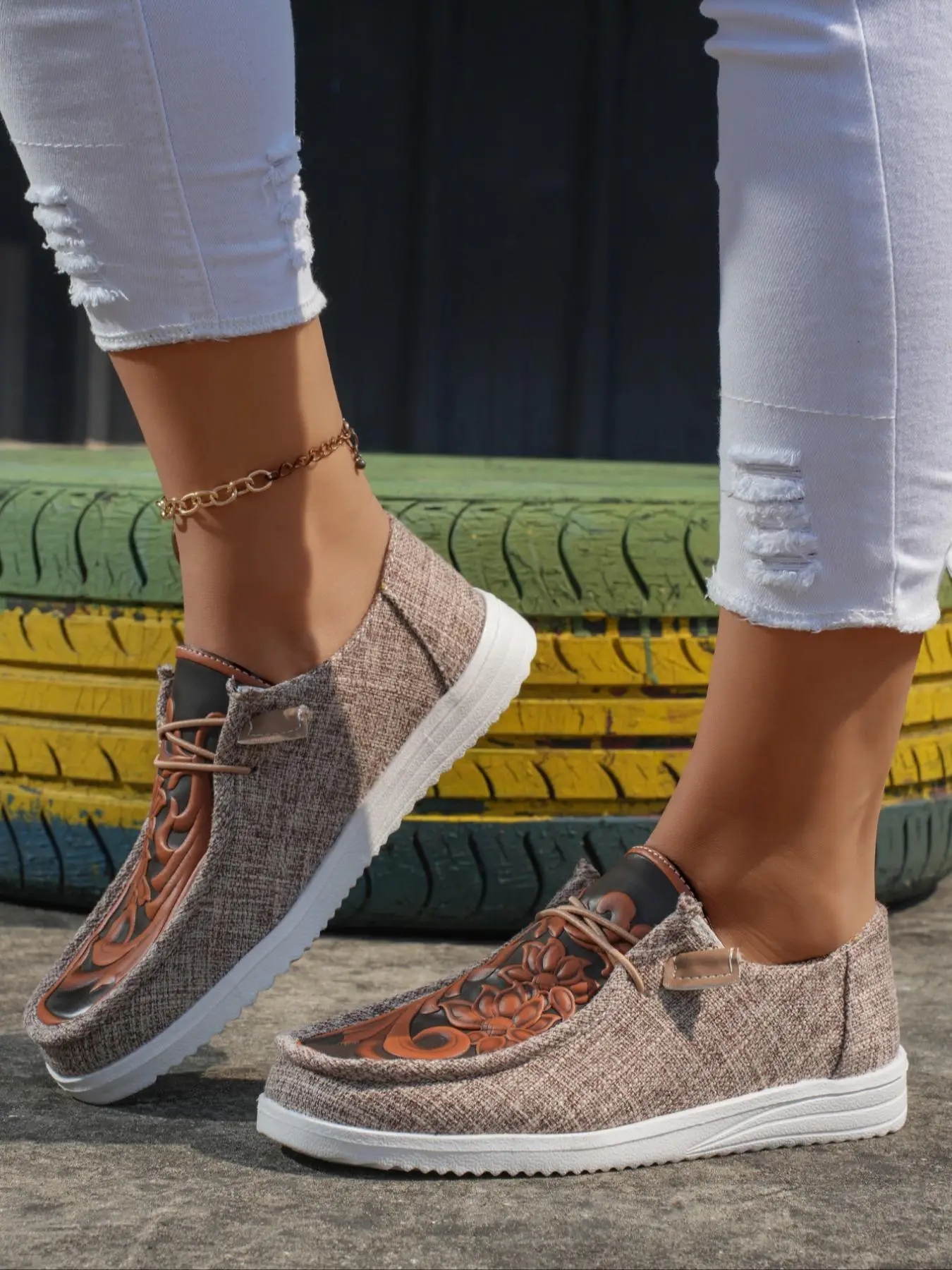 Women's Street Trend Vintage Low Top Slip on Sneakers, Sneakers Women 2024, Casual Comfortable Flat Sneakers , Round Toe Non-slip Casual Shoes, Girl