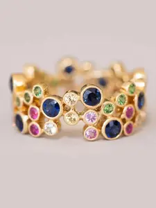 Bohemian Style Colorful Zircon Irregular Ring for Women, Vintage Ethnic Elegant Versatile Ring, Perfect for Any Occasion