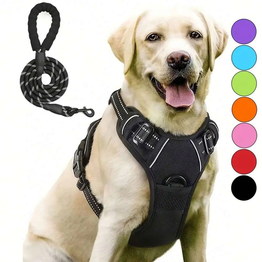 Dog Harness, No-Pull Pet Harness With 2 Leash Clips, Adjustable Soft Padded Dog Vest, Reflective No-Choke Pet Oxford Vest With Easy Control Handle For Large Dogs-The Vest And Rope Are Not A Set Set And Need To Be Purchased Separately
