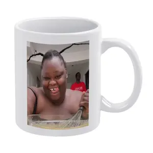 Cursed Chef Meme Mug, Funny Cooking Girl Design, Creepy Smile Prank Gift, Gag Gift for Bestie, Insulated Travel Mug, 11oz Tea Cup, 15oz Coffee Mug