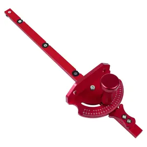 Adjustable aluminum alloy diagonal gauge -15 ° tilt, 0.1mm accuracy, ergonomic red rubber handle, used for desktop saws, router desktops, woodworking workbenches, woodworking tools, desktop saw accessories, ergonomic design, precision measuring tool