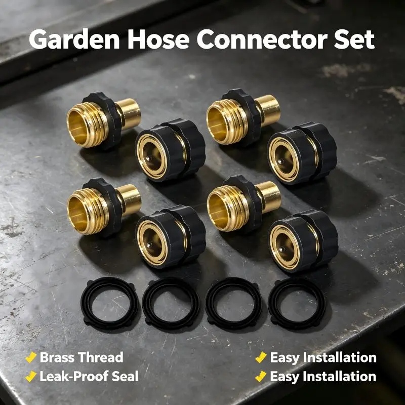 Premium 3/4" Garden Hose Quick Coupler Set, Standard Size Male & Female Water Hose Quick Connectors, Leakproof Outdoor Irrigation & Car Washing Fittings, Backyard Garden & Outdoor Living Essentials no-leak