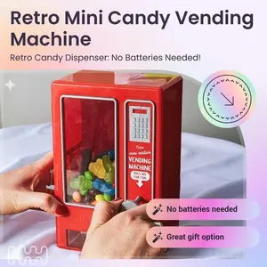 Vintage Mini Candy Vending Machine, Candy Dispenser, Perfect for Gum Jelly Beans Snacks, No Batteries Needed, Compact Ideal Kitchen Accessory Kids Gift for Youngsters, Great Gift Option