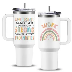 Work Forecast Busy Tumbler Cup 40 oz, Funny Coworker Gifts for Birthday Present for Boss Employer Work Bestie Friend Mug, Sarcastic Gag Gifts for Adults Work Going Away Farewell