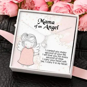 Inspirational Miscarriage Necklace Gift Angel Baby Miscarriage Keepsake Gift Pregnancy Loss Bereavement Gift Stillborn Rose Gold Sympathy Gift for Her On Birthday, Christmas. Necklace Jewelry With Meaningful Messages Card & Box