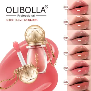 1PC OLIBOLLA Gloss Plump Lip Gloss 6 Colors Optional Diamond Pattern Cap With Chain High Shine Glass Lip Effect Long Lasting Easy Apply Daily Party Makeup ViralLipGloss PlumpLip GRWMMakeup LipMakeup LipCosmetics