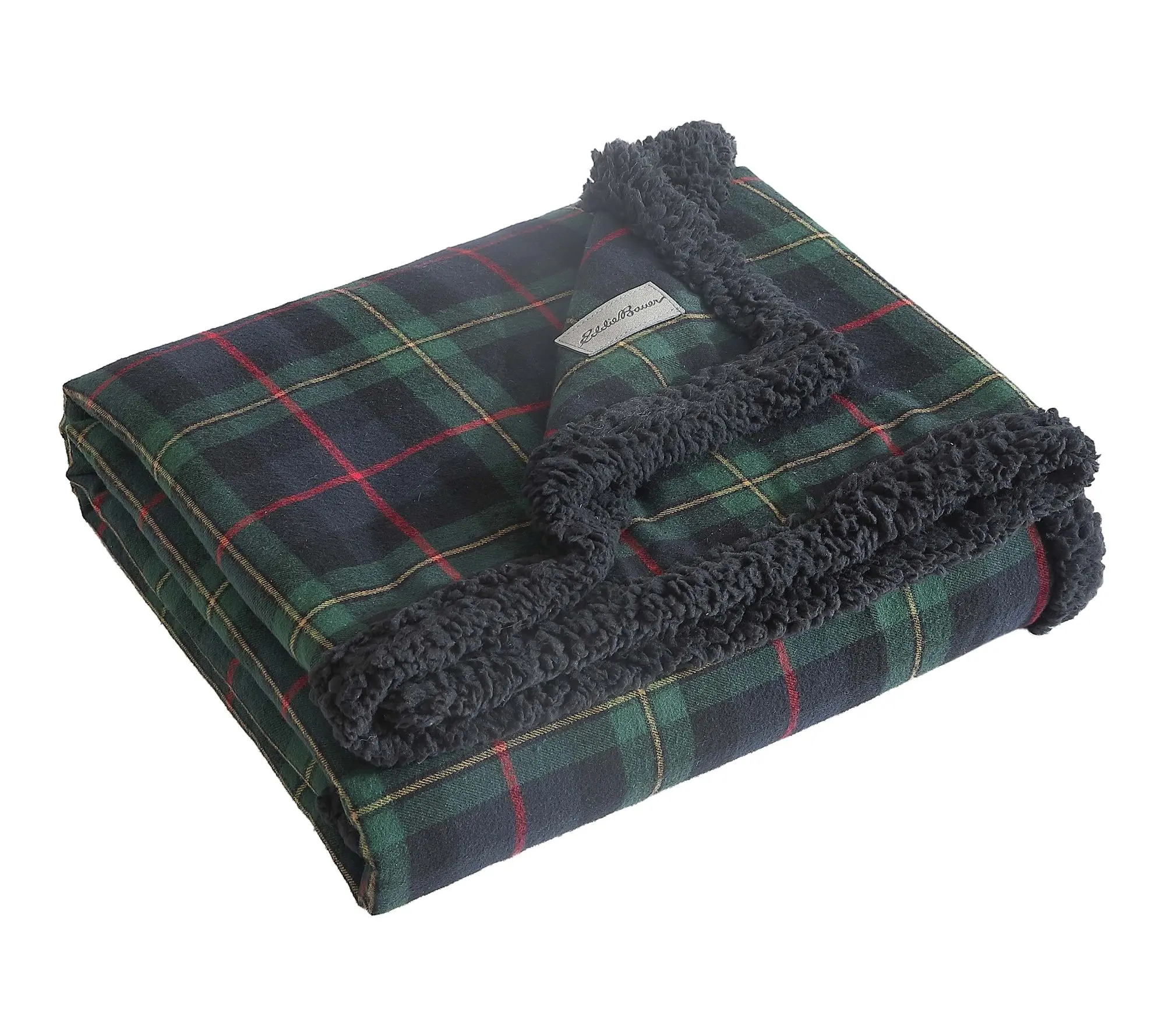 Eddie Bauer Mountain Pine Tartan Green Cotton 50"X60" Throw