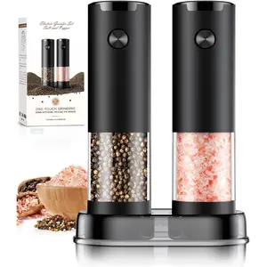 Electric Automatic Salt and Pepper Grinder Set, Adjustable Coarseness Battery Powered Pepper Mill Shakers, Upgraded Larger Capacity with LED, Great Kitchen Appliance Birthday Gift for Women Mom
