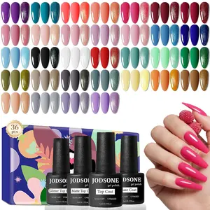 JODSONE 36 PCS Gel Nail Polish Set with Base Coat No Wipe Matte Glossy Top Coat Green Blue Red Pink Summer Collection Gifts for Women Manicure Daily Use Cosmetic - Cutics