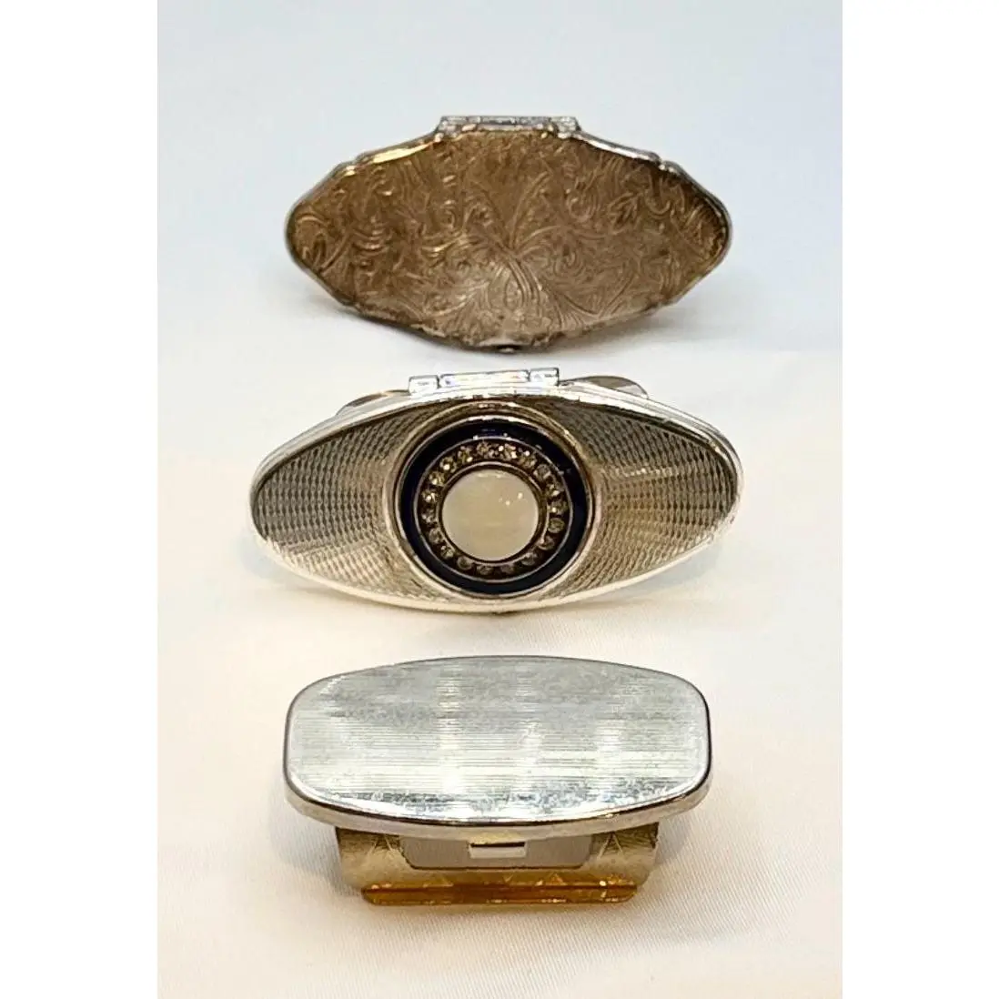 Vintage Lipstick Ring Holder w/Flip-up Mirror - Silver Collection