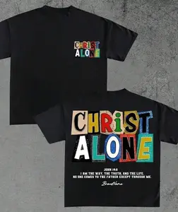 Men’s 'CHRIST ALONE' Black T-Shirt – 100% Cotton, Minimalist Graphic Tee, Regular Fit, Summer Casual Essential RA7