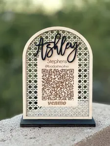 Personalized QR Code Tip Sign, Tip Display Sign Laser Engraved