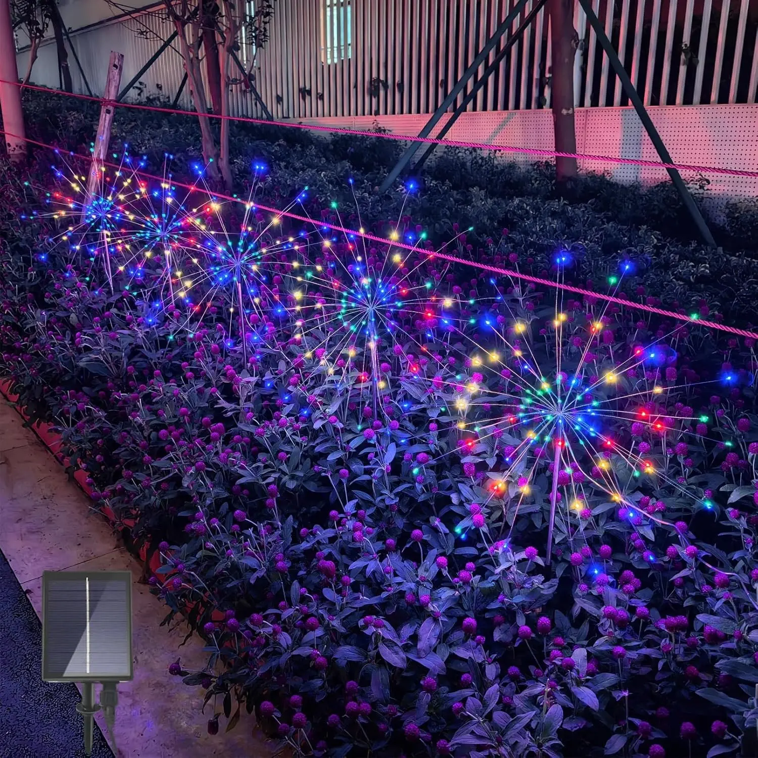 Solar Garden Firework Lights Outdoor, 5 Pack 450 LED 8 Lighting Modes Waterproof Landscape Decorative Sparklers Twinkling Starburst Lights for Yard Pathway Walkway Christmas, Colorful