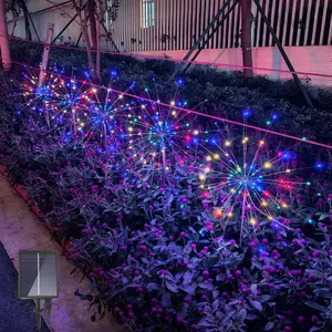 Solar Garden Firework Lights Outdoor, 5 Pack 450 LED 8 Lighting Modes Waterproof Landscape Decorative Sparklers Twinkling Starburst Lights for Yard Pathway Walkway Christmas, Colorful