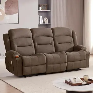 Oversized Recliner Loveseat with Heat and Massage, Wall-Hugger Reclining Sofa with Cup Holders and USB Port, Big Large 2-Seater Double RV Recliner Loveseat for Living Room