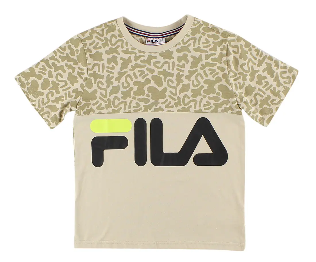 Fila Nolan Women's Active Wear Shirts & Tees, Short Sleeve Tops, Animal Print, Bold Logo, Round Neck