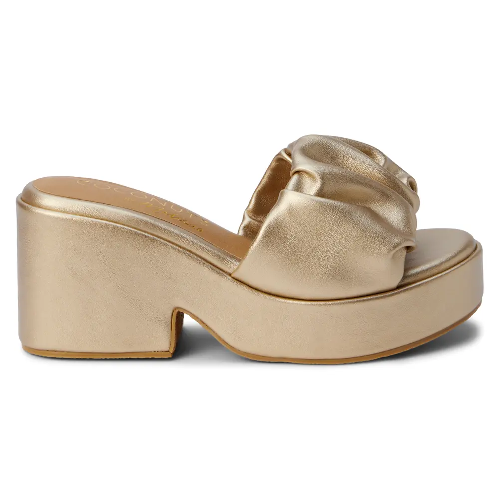 COCONUTS by Matisse Womens Rue Platform Casual Sandals Casual High Heel 3" & Up - Gold COCONUTS by Matisse Womens Rue Platform Casual Sandals Casual High Heel 3" & Up - Gold