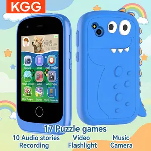 Cute Cartoon Mini Kids Smart Phone with 10 Stories & 17 Puzzle Games, Touch Screen Educational Learning Toy, Calendar, Dual Camera, Video MP3 Music Player & Calculator, Festival Gift for Boys & Girls