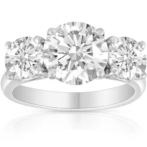 3 1/4 Ct Three Stone Diamond Engagement Ring 14k White Gold