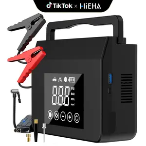 Hieha Portable Car Jump Starter with Air Compressor and Digital Tire Inflator, 4000A UltraSafe Car Battery Booster Pack with Type-C Quick Charge, USB Qc 3.0, Accessories Included Christmas Gifts