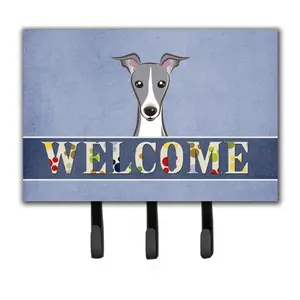 Carolines Treasures  Italian Greyhound Welcome Leash & Key Holder