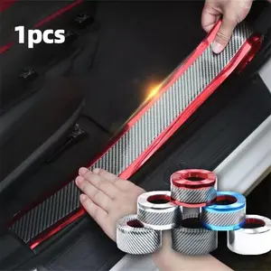 Car Threshold Strip Anti-Step Sticker, Universal Modification Decorative Strip, Carbon Fiber Texture, Bumper Trunk Door Edge Crash Protection