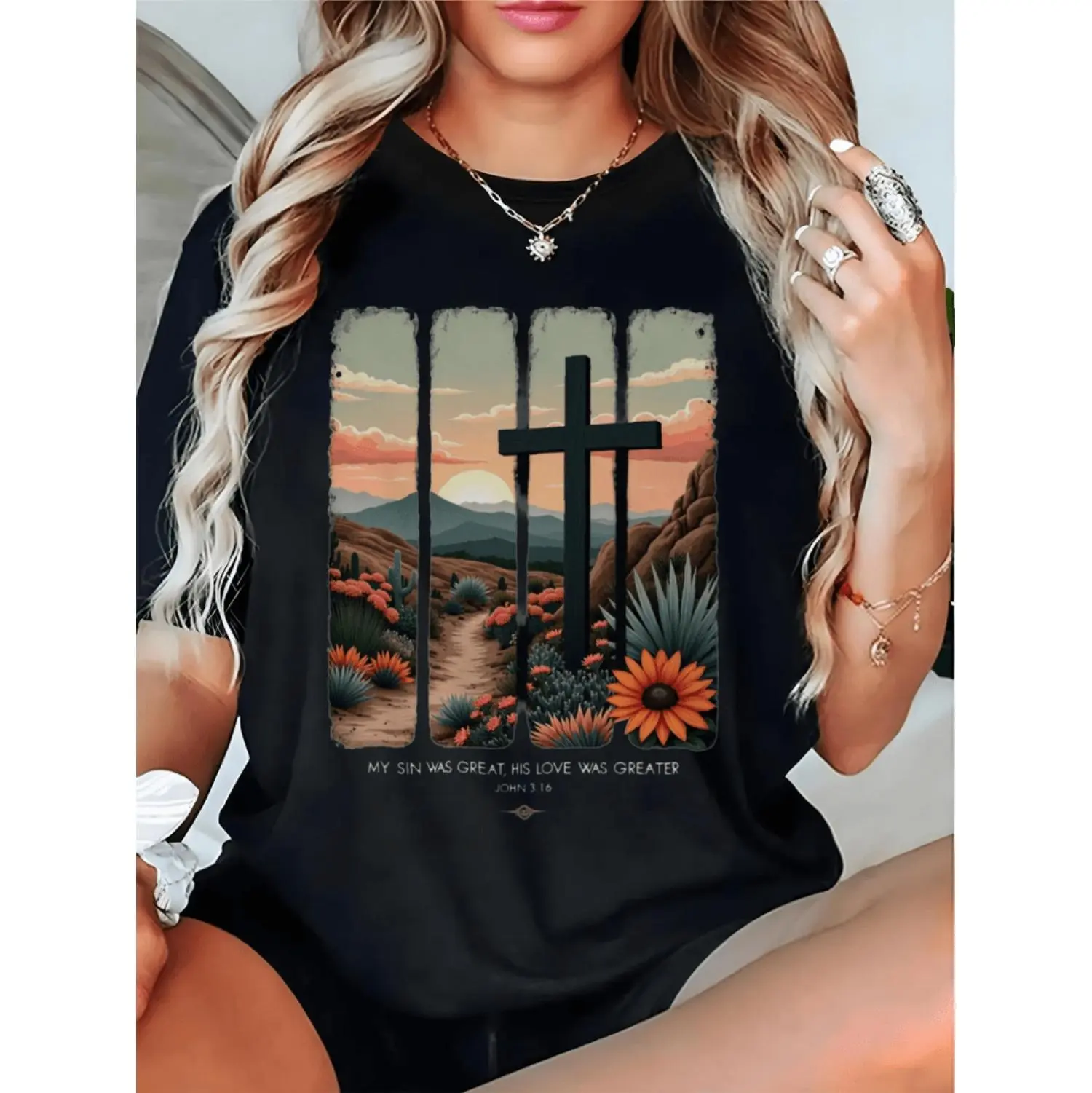 Christian Boho Easter T-Shirt - Floral Jesus Design, Unisex Sports Top, Spring Summer Casual Wear, Family Matching Outfit, Mother's Day Gift