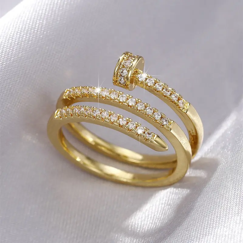 1 PC Charm Cubic Zirconia Flower Statement Multi Ring, Beautiful Rings For Women, Valentine's Day Gift, Wedding Anniversary Party Jewelry, Copper Rings