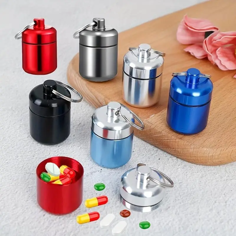 1pc Compact Keychain Pill Box with Earplug Storage - Perfect for Travel and Outdoor Activities
