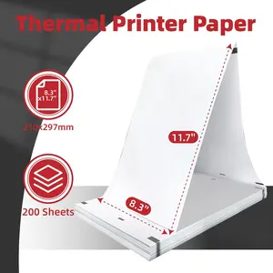 8.3x11.7 Thermal Printer Paper(200 Sheets), A4 Thermal Paper Quick-Dry, Compatible with Portable Printer