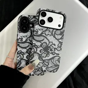 Lace-style phone case, printed case with scratch-resistant, scuff-proof, and shock-absorbent protection, featuring elegant UV-printed designs. Compatible with iPhone 17/16/15/14/13. Perfect for gifts and holidays.