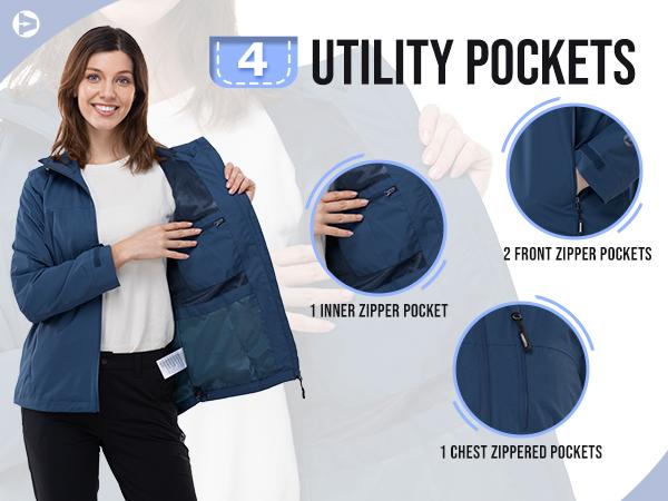 Outdoor Ventures Women's Packable Casual Polyester Long Sleeve Sporty Chic Waterproof Hooded Rain Jacket for Female Cycling Outdoor Ventures Women's Packable Casual Polyester Long Sleeve Sporty Chic Waterproof Hooded Rain Jacket for Female Cycling