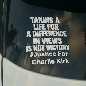 Justice for Charlie Kirk Decal - Taking a Life for a Difference in Views is Not Victory Justice For Charlie Kirk Sticker (8in)