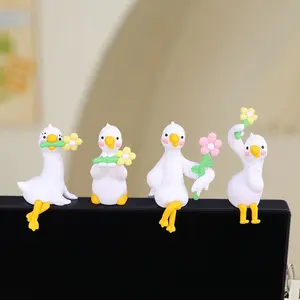 Cute Floral Duck Computer Monitor Stand, Office Desk Decorative Item, Healing Desktop Decoration, 1 Set, Perfect for Workspace Aesthetics