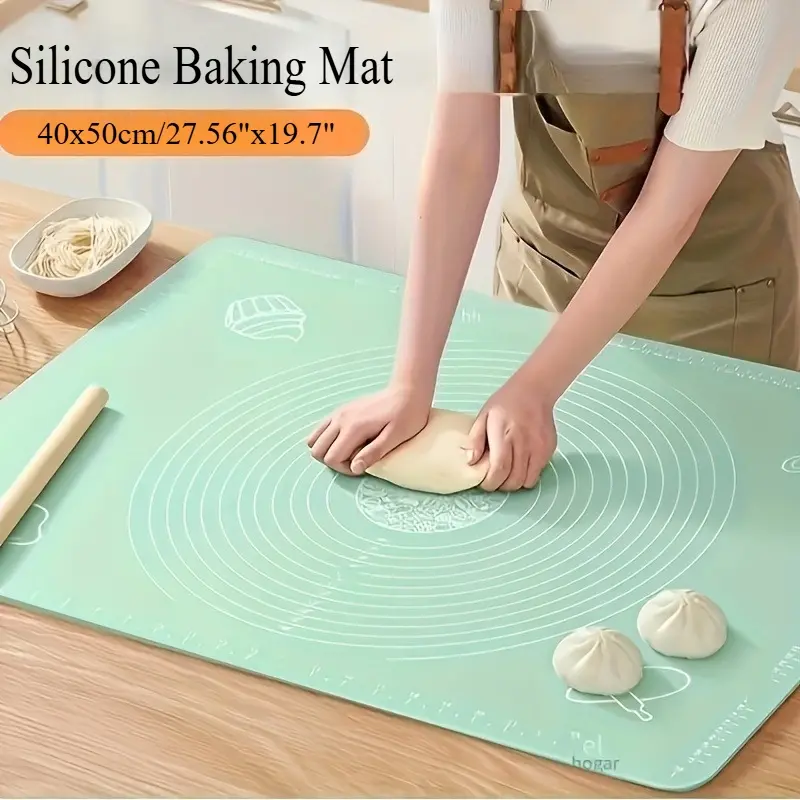 Heavy-Duty Silicone Baking Mat, Large 15.75"x19.7" Non-Stick BPA-Free Heat-Resistant (356°F) Double-Sided Dough Rolling Mat with Measurement Markings, Pastry Board for Pizza Bread Pastries, Commercial & Kitchen Use Baking Tools and Supplies