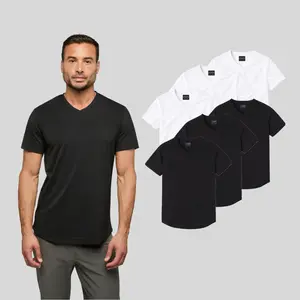 Cuts | Men's AO Fitted V-Neck T-Shirt 3-Pack | Polyester Cotton Blend with Curve Hem | Anti-Pilling Wrinkle Resistant Stretch